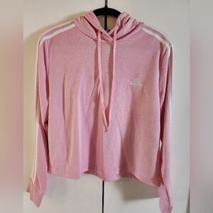 Adidas Pink Hoodie with White Stripes